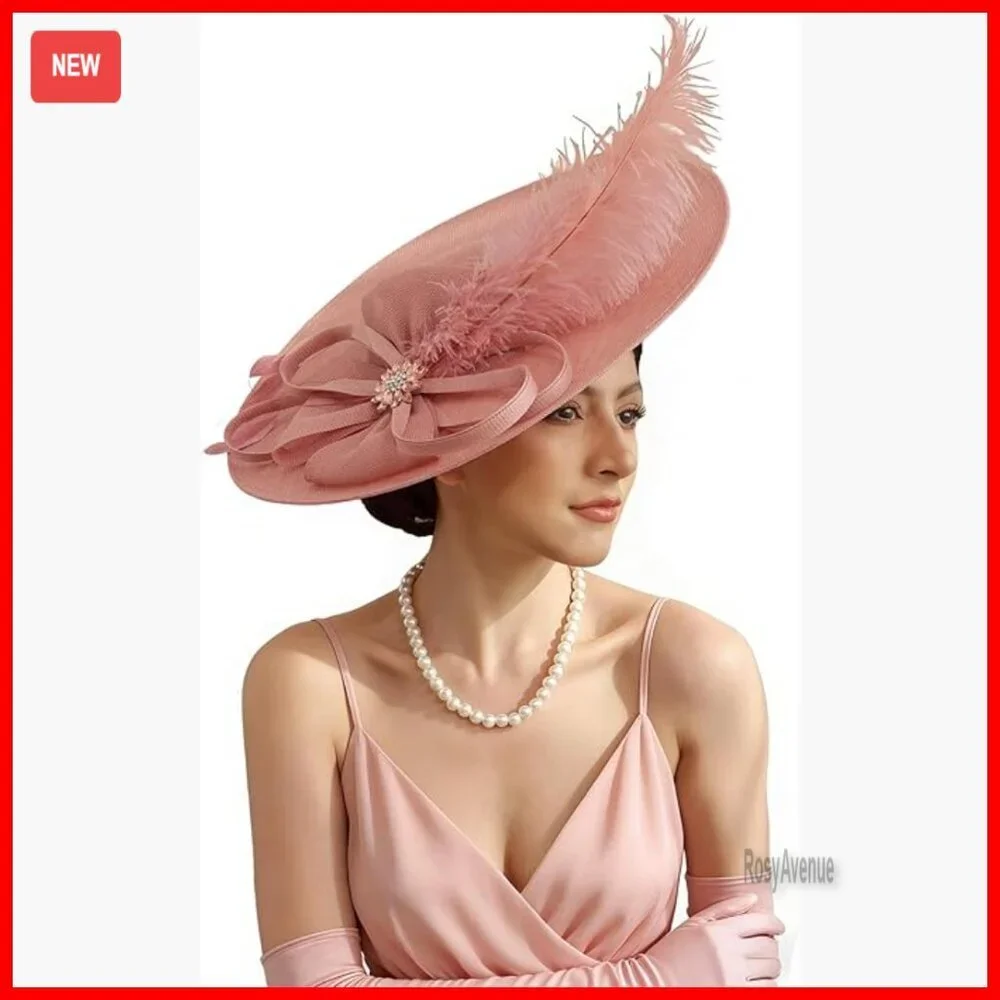 Elegant Fascinator Hat with Flower Feathers Headband for Wedding Derby Tea Party